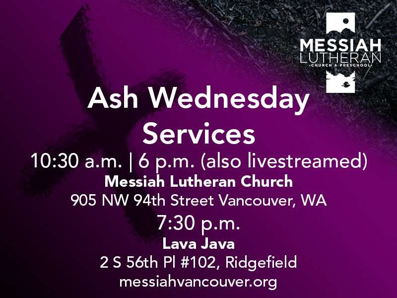 Three options for  Ash Wednesday services  March 5