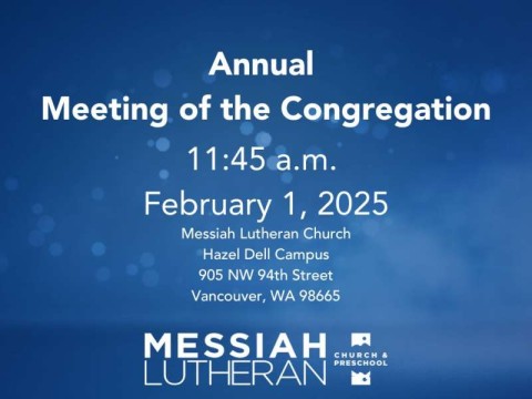 All members encouraged to attend Annual Meeting of the Congregation February 1