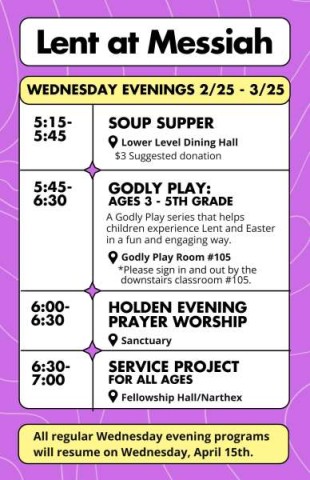 Midweek Lenten opportunities at Messiah
