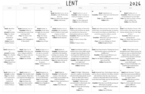 Lenten devotion calendar available